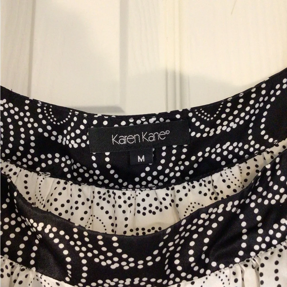 3/$10, 2/$12 Karen Kane black white silk blouse - Picture 4 of 6